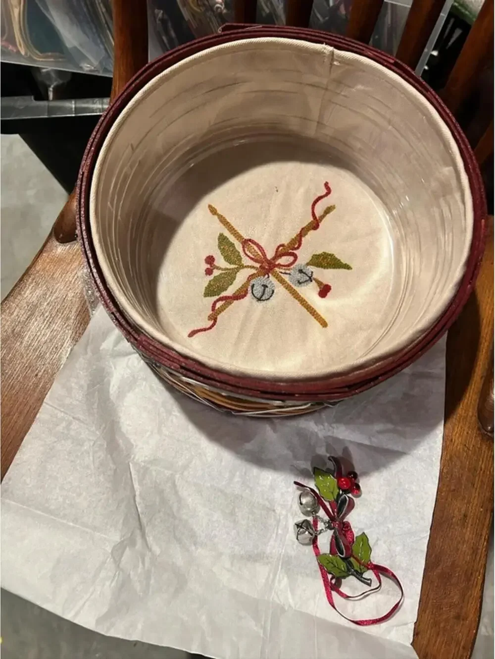 Longaberger Drum Basket set large Christmas